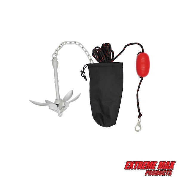 Extreme Max 3006.6785 BoatTector Deluxe Grapnel Anchor Boats Kayaks PWC Jet Ski Paddle Boards etc.-3.5 lbs. 3006.6785 - main